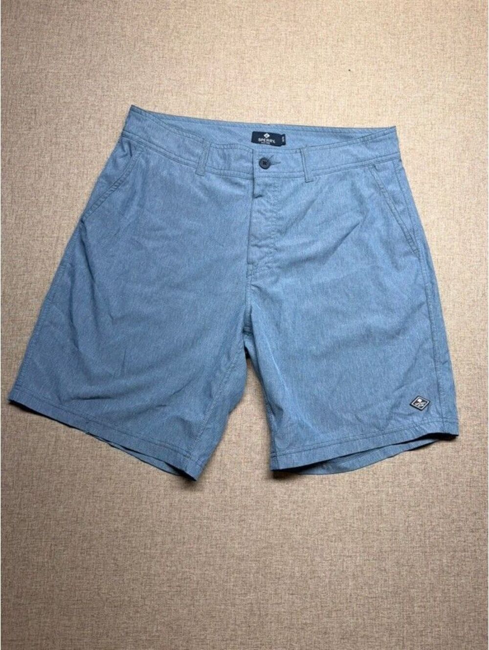 Sperry Mens Hybrid Board Shorts Swim Trunk Blue Heathered Stretch Medium M